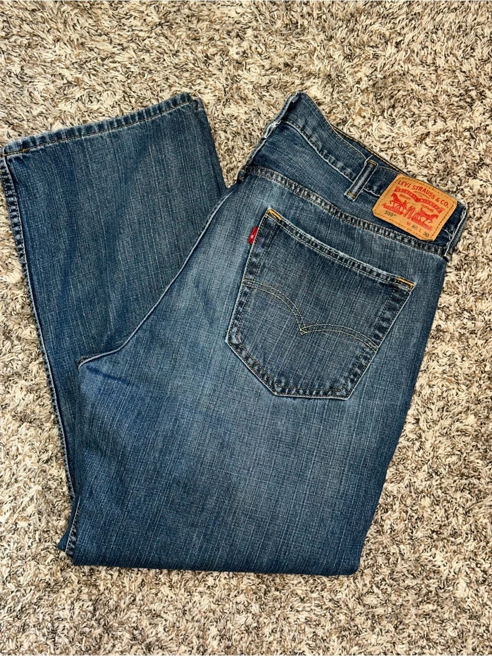 Levi's 559 Relaxed Straight Jeans Blue Denim Men's 40x30 EUC